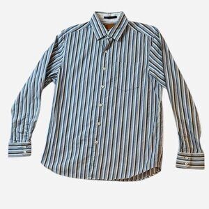 Tommy Bahama Shirt Pinstriped Long Sleeve Button Up 100% Cotton Mens Medium